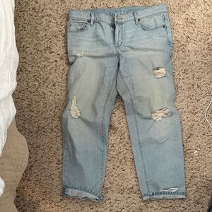 LOFT Light Blue Distressed Boyfriend Jeans